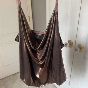 Torrid Shiny Bronze Cowl Neck Top